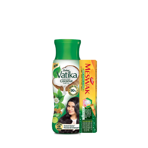 Vatika Enriched Coconut Hair Oil 145ml+Maswak 20/-Paste Free (MRP.100/-)